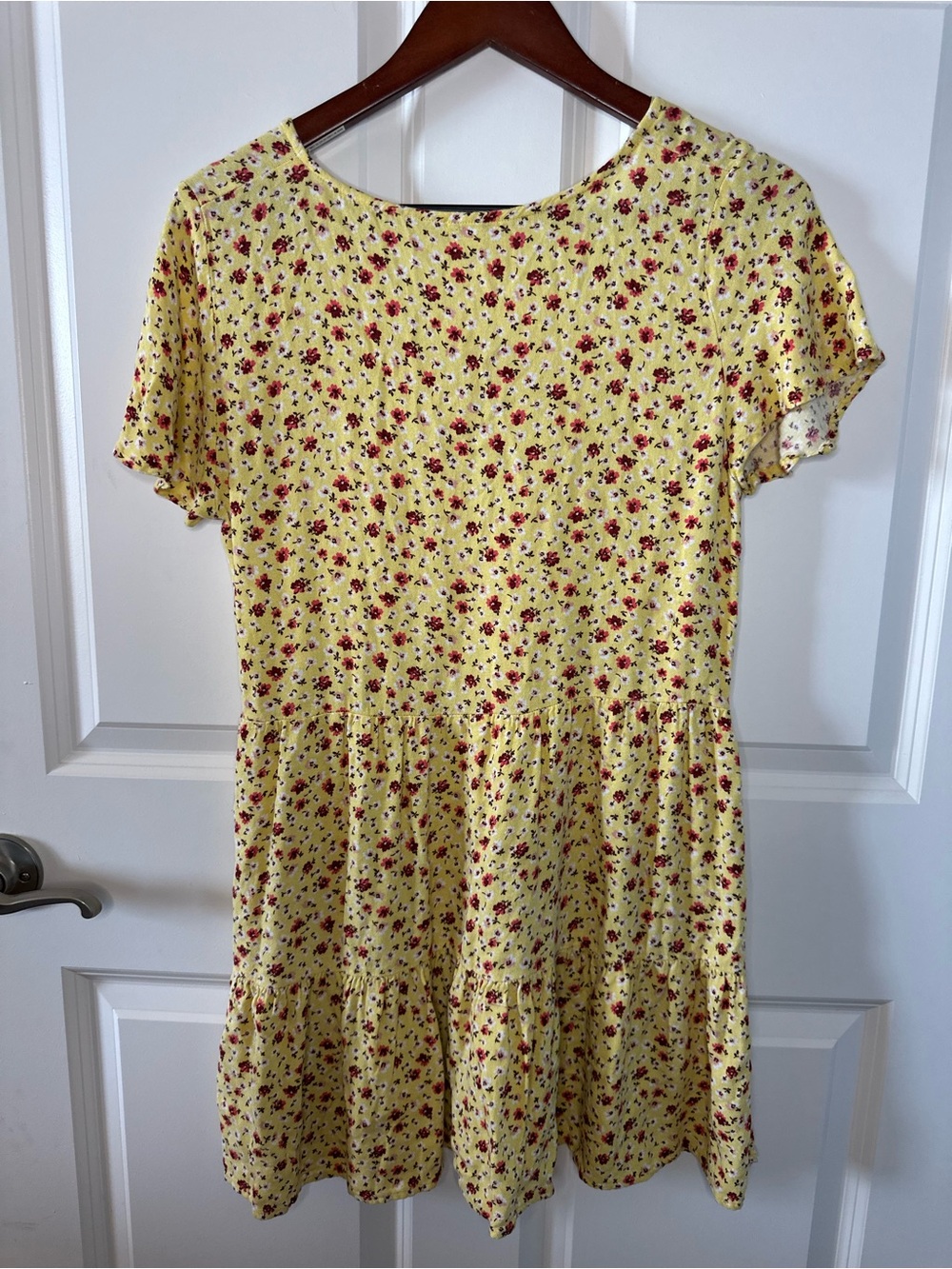 Cottagecore Babydoll Prairie Ditsy Floral Boho Romantic Soft Girl Mini Dress - Picture 5 of 7